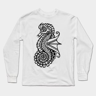 Steampunk Seahorse Stencil Long Sleeve T-Shirt